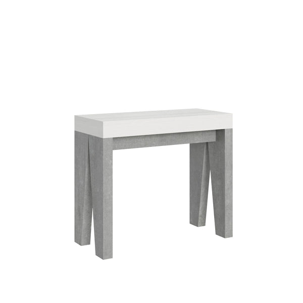 sconto Consolle Allungabile 90-196x40x77 cm in Nobilitato Bianco e Grigio