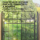 Cancello da Giardino a 2 Paletti con Maniglia 105x204 cm con Lucchetto e 3 Chiavi in Acciaio Zincato Nero  