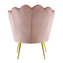 Poltrona Imbottita Schienale a Conchiglia in Velluto Piedi Oro Rosa antico