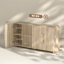 Credenza da Cucina 157x39x82 cm con 2 Armadietti Ante Soft-Close e Ripiani Regolabili in Legno Naturale      
