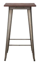 Tavolo Bar Detroit Quadrato 60x60x105 cm in Ferro e ELM Legno