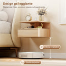 Set di 2 Comodini Sospesi 35x32x22,5 cm con Cassetto e Mensola Aperta in Legno Rovere      
