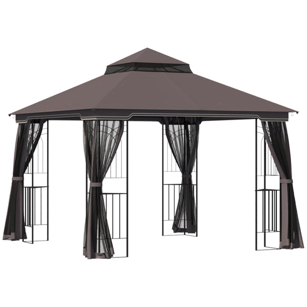 Gazebo da Giardino 3x3m con Zanzariera in Metallo Caffè prezzo