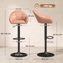 Set 2 Sgabelli da Bar Regolabili 49,5x48,5x86-108 cm con Schienale e Poggiapiedi in Pelle PU Marrone      
