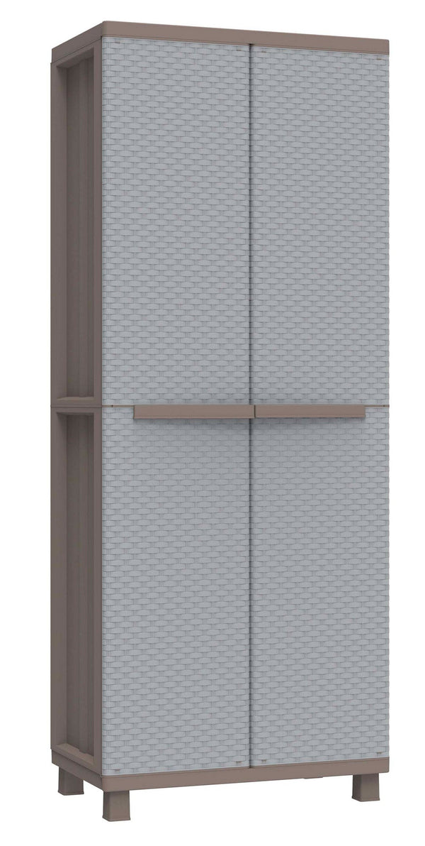 Armadio Modulare da Esterno 68x37,5x170 cm 2 Ante 3 Ripiani in Polipropilene Jrattan Tortora e Grigio online