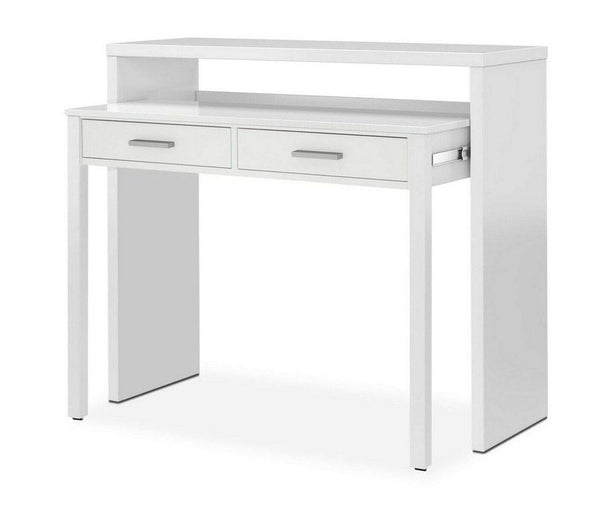 Scrivania Consolle Allungabile 2 Cassetti 98,5x36x87,5 cm in Legno Bianco acquista