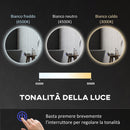 Specchio Bagno Ø80 cm con Luci LED Regolabili Interruttori Touch e Design Antiappannamento      