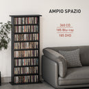 Libreria Porta CD e DVD 58x24x124,5 cm con 6 Ripiani Regolabili Nero   