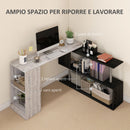 Scrivania Angolare da Ufficio 140x120x78 cm con Cassetti e Scaffale Girevole Grigio effetto Legno  