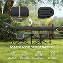 Lettino da Campeggio Pieghevole 196x68x37 cm con Poggiatesta Inclinato e Materasso Rimovibile Nero   