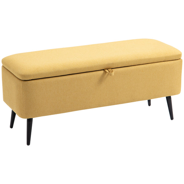 sconto Panca Fondo Letto Contenitore 101x38,5x44,5 cm Rivestimento in Poliestere Giallo