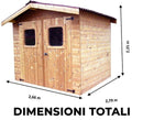 Casetta Box da Giardino 2,4x2,04 m Senza Pavimento in Legno Picea Massello 19mm Tetto a Lastre Therma