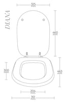 Copriwater Universale 35,1x46,3 cm in MDF Cerniere in Metallo Cromato Diana Bianco Lucido