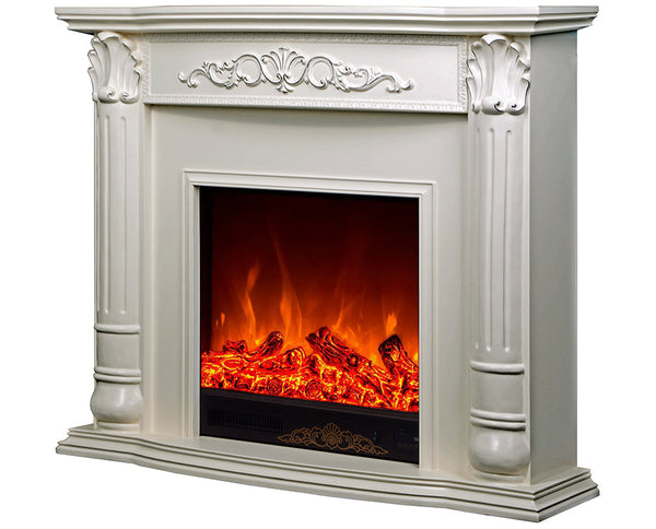 Camino Elettrico da Pavimento 102x120x33 cm Effetto Fiamma 1500W Kalipso Bianco acquista