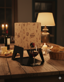 Supporto per Contenitore Vino con Vassoio in Ferro Alluminato Lisa Luxury Bacco Nero