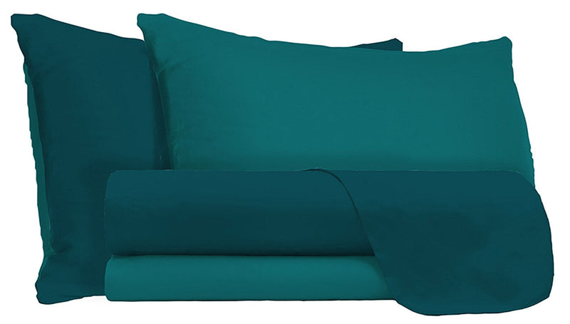 Set Lenzuola Sopra Sotto e Federe Doubleface Verde Petrolio\/Verde Bottiglia