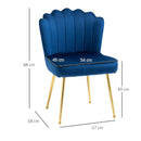 Set 2 Sedie Imbottite 57x58x88 cm in Tessuto Effetto Velluto Blu