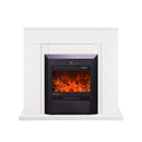 Camino Elettrico da Pavimento 85x95x30 cm Effetto Fiamma 2000W Arthur & Cristina Bianco