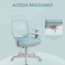 Sedia da Ufficio Ergonomica 55x48x82,5-94,5 cm ad Altezza Regolabile con Schienale in Poliestere Traspirante Verde Chiaro      