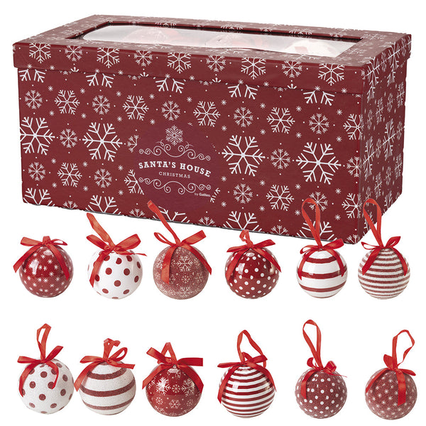 online Set 14 Palle di Natale Ø7,5 cm in Polyfoam con Box Righe e Pois