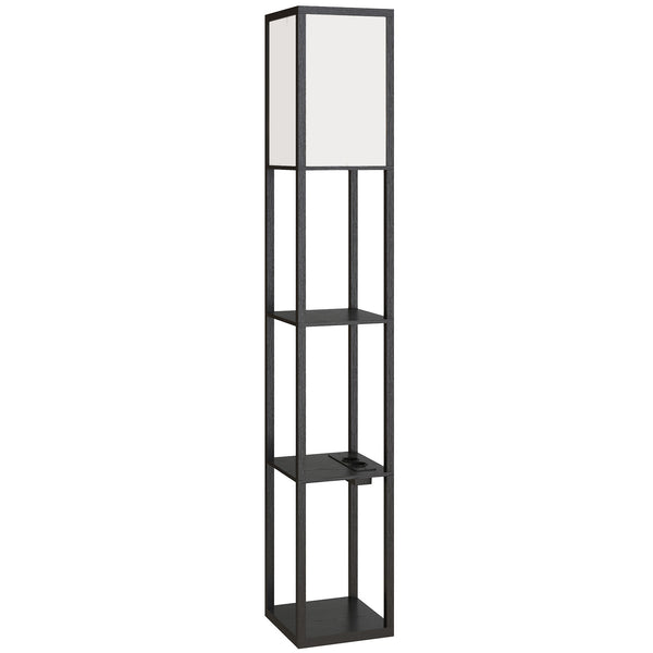 online Lampada da Terra 26x26x160 cm Struttura con Ripiani Luce Regolabile Interruttore a Pedale e Porte USB in MDF Nero