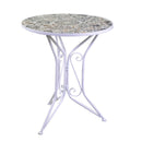 Set Tavolino e 2 Sedie Ø60xh71 cm in Metallo con Mosaico Frigole Bianco