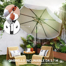Ombrellone da Giardino Rotondo Ø270x240 cm con Manovella in Metallo e Poliestere Grigio Chiaro      