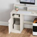 Scrivania Moderna con Supporto per Monitor Armadietto e Ripiani 108x50x94 cm Bianco Crema  