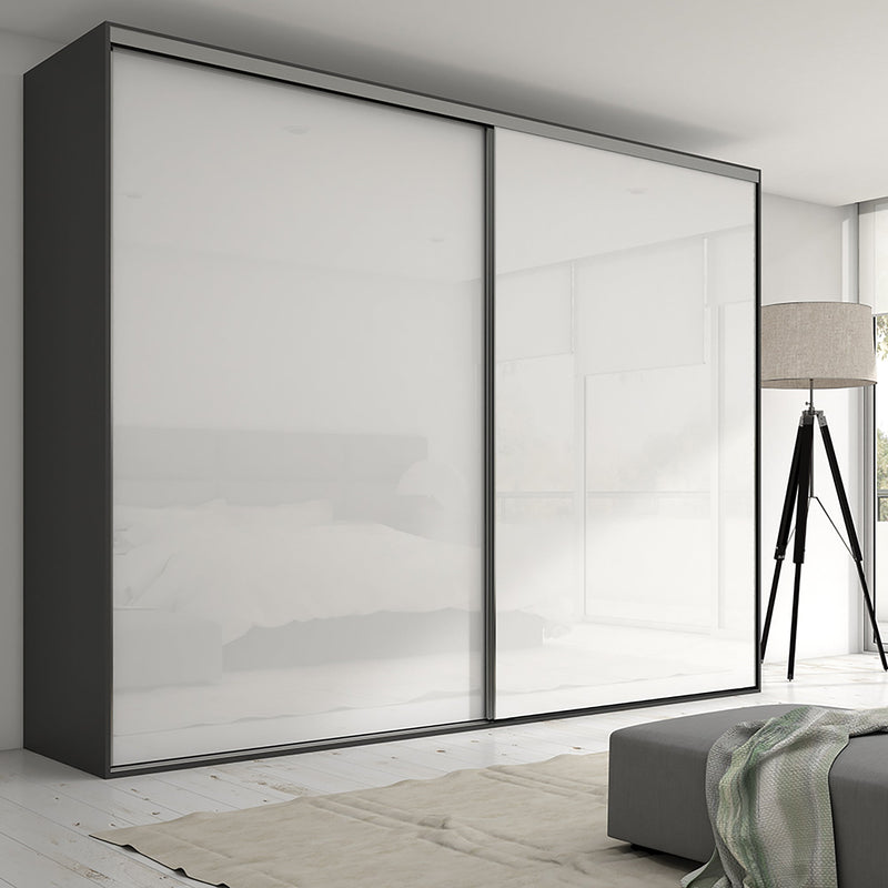 Sistema a Scorrimento Inferiore per Armadio 2 Ante 16 mm con Chiusura Soft Emuca