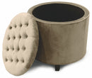Pouf Poggiapiedi Contenitore Ø55x55 cm in Velluto Soriani Tortora
