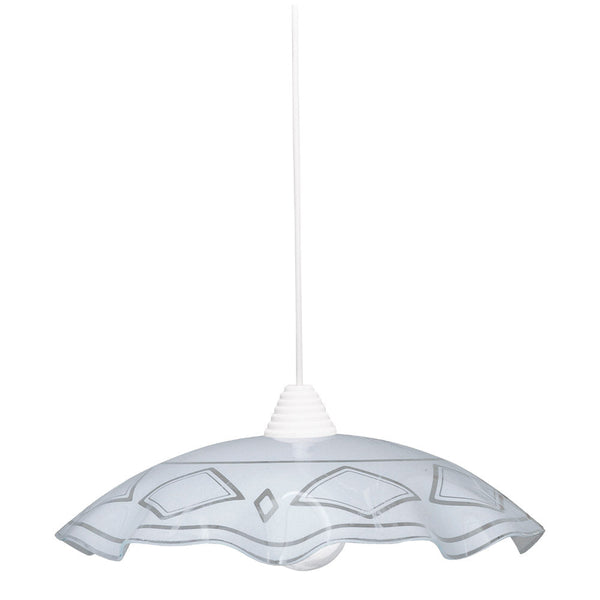 Sospensione D50 1xE27 Montatura Bianca Vetro Lastra Bianco E-Energy Brigida sconto