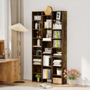 Libreria Moderna 89,5x23,5x181 cm con 21 Scomparti e 10 Ripiani Regolabili in Truciolato Marrone Rustico      
