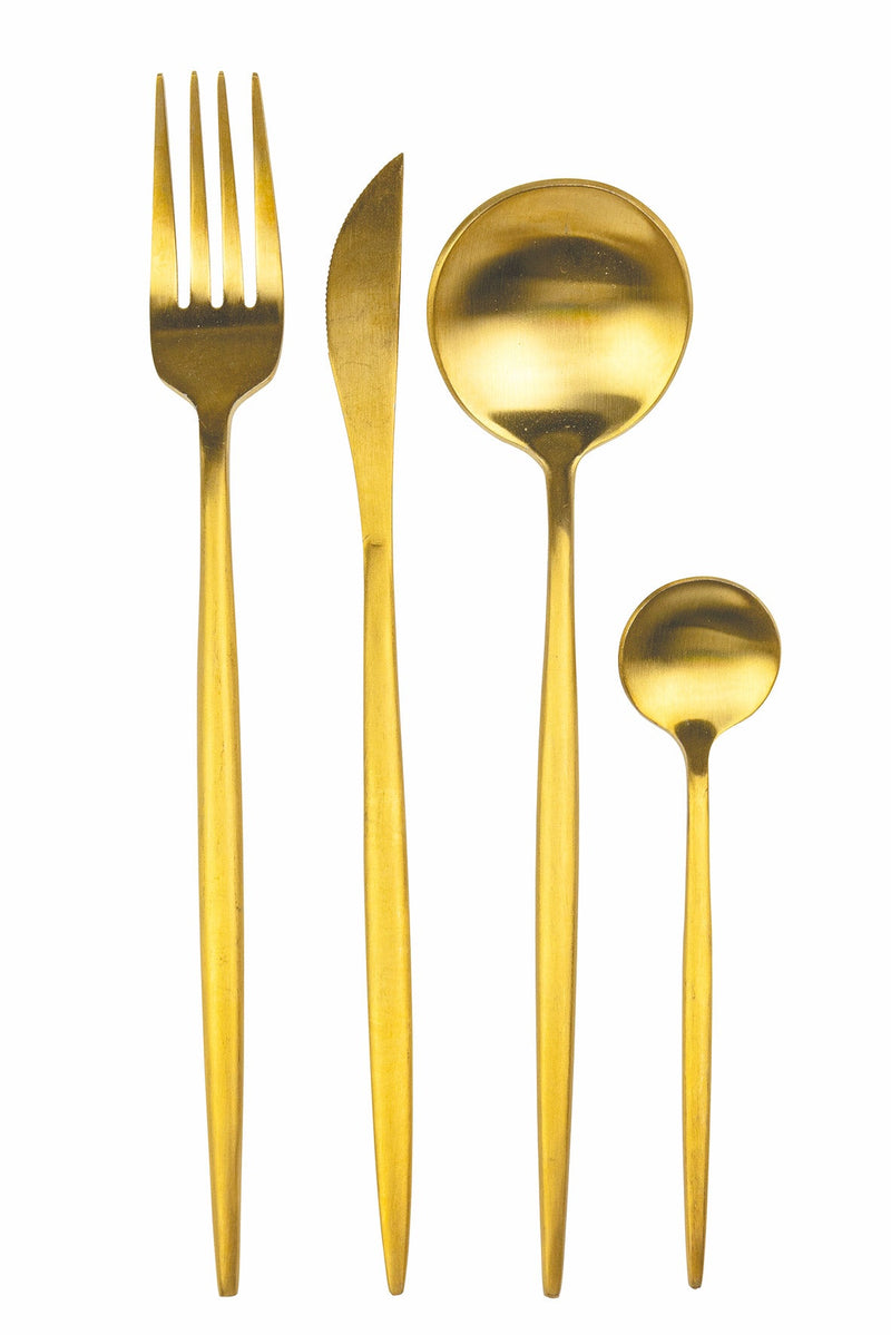 Servizio Set di Posate 24 Pezzi in Acciaio Oro Opaco Villa d'Este Home Tivoli Preciosa