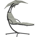 Sedia Dondolo Pensile Relax Chaise Longue con Tettuccio 190x105x205 cm Telly Panna Scuro 