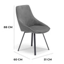Set 2 sedie Imbottite 51x60x88 cm In Tessuto Suet  Asia Castagna