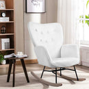 Poltrona Sedia Dondolo Relax Tessuto e Metallo Imbottita Design Moderno Crema