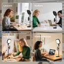Lampada da Scrivania LED con 5 Colori di Luce e Supporto per Telefono Nero   