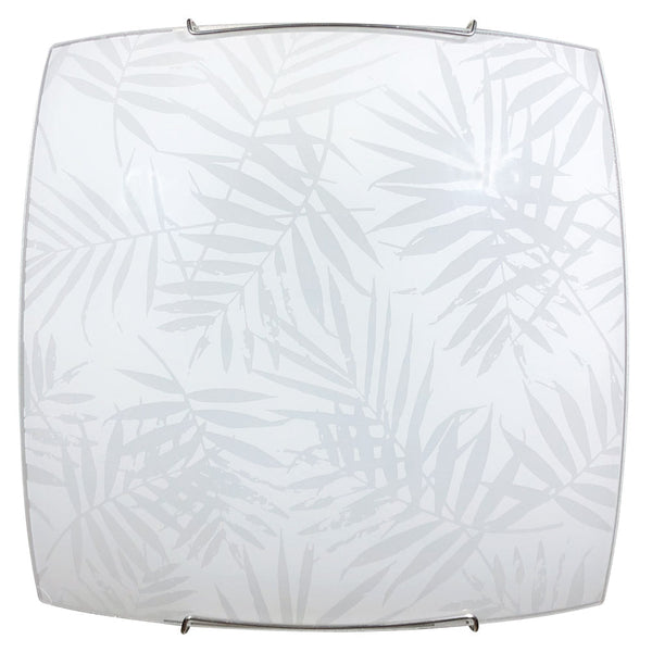prezzo Plafoniera 1xE27 Ganci Cromo Vetro Lastra Bianco Decorato Foglie E-Energy Vanessa