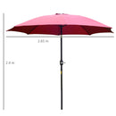 Ombrellone Rotondo e Regolabile Ø265x240 cm in Poliestere Metallo e Fibra di Vetro Rosso e Nero   