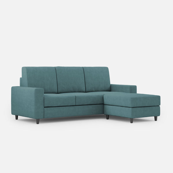 Divano 3 Posti con Pouf 208x155x85 cm Sakar in Tessuto Petrolio prezzo