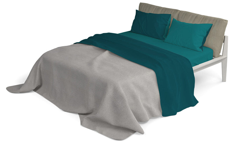 Set Lenzuola Sopra Sotto e Federe Doubleface Verde Petrolio\/Verde Bottiglia