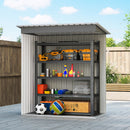 Capanno Box Attrezzi 163x89x182 cm con Tetto Inclinato e Porta Scorrevole in Acciaio e PP Grigio Chiaro      
