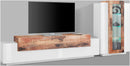 Parete Attrezzata Soggiorno Porta TV 200x45x51,6 cm con Vetrina Coro Bianco Lucido e Acero Pereira