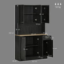 Mobile Dispensa Alto 101x39x180 cm con Cassetto e Armadietti in Truciolato Nero  