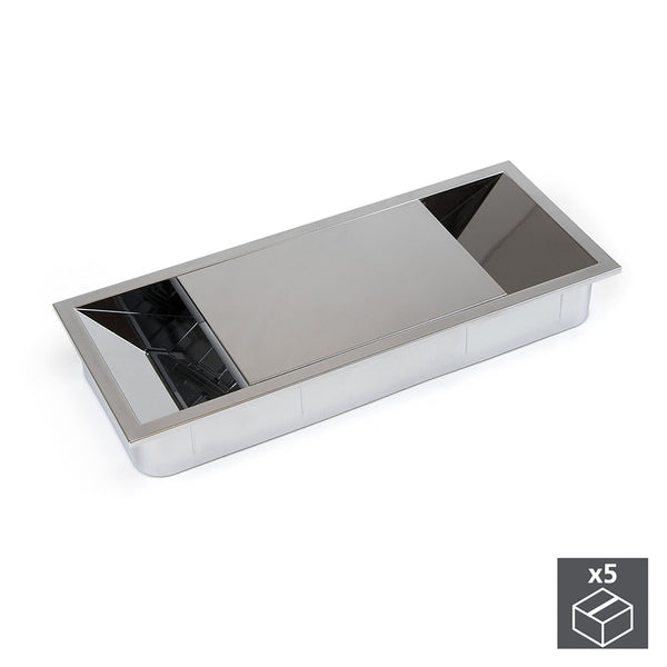 prezzo Passacavi da Tavolo Rettangolare 152 x 61 mm da Incasso Plastica Cromato 5 Pezzi Emuca