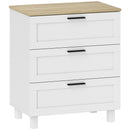 Cassettiera 3 Cassetti Moderna 60x38x71 cm in Legno Bianca e color Legno      