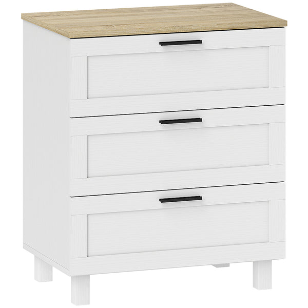 prezzo Cassettiera 3 Cassetti Moderna 60x38x71 cm in Legno Bianca e color Legno