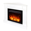 Camino Elettrico da Pavimento ad Angolo 85x106x53 cm Effetto Fiamma 1500W Madeira & lorance Bianco