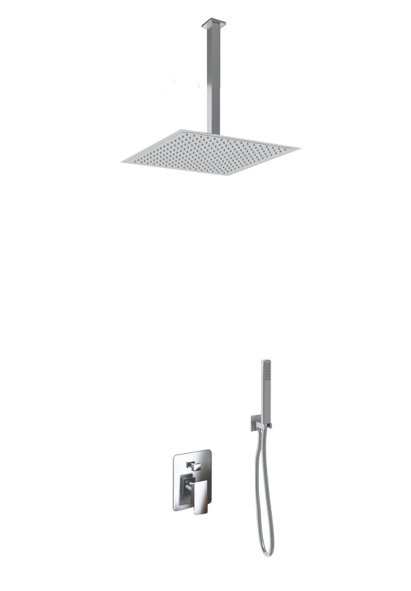 Kit Doccia Soffione Doccino e Miscelatore in Acciaio Inox 40x40 cm da Soffitto Square acquista