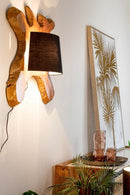 Applique Lampada da Parete Ø70x22 cm E27 in Legno Pralume in Cotone Nero